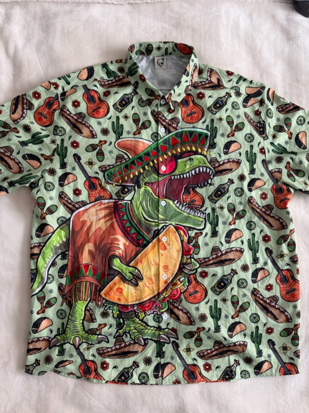 Hardaddy Mens XXL T Rex Taco Sombrero Hawaiian Shirt Cinco de Mayo Dinosaur